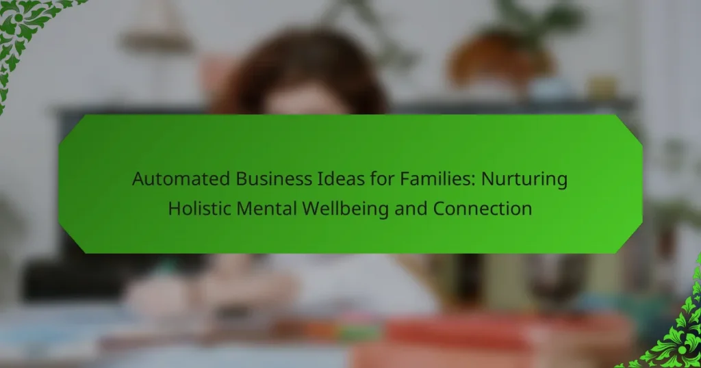 Automated Business Ideas for Families: Nurturing Holistic Mental Wellbeing and Connection