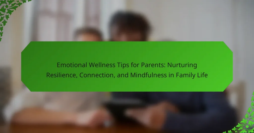 Emotional Wellness Tips for Parents: Nurturing Resilience, Connection, and Mindfulness in Family Life