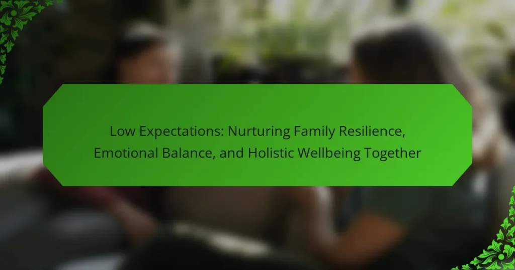 Low Expectations: Nurturing Family Resilience, Emotional Balance, and Holistic Wellbeing Together