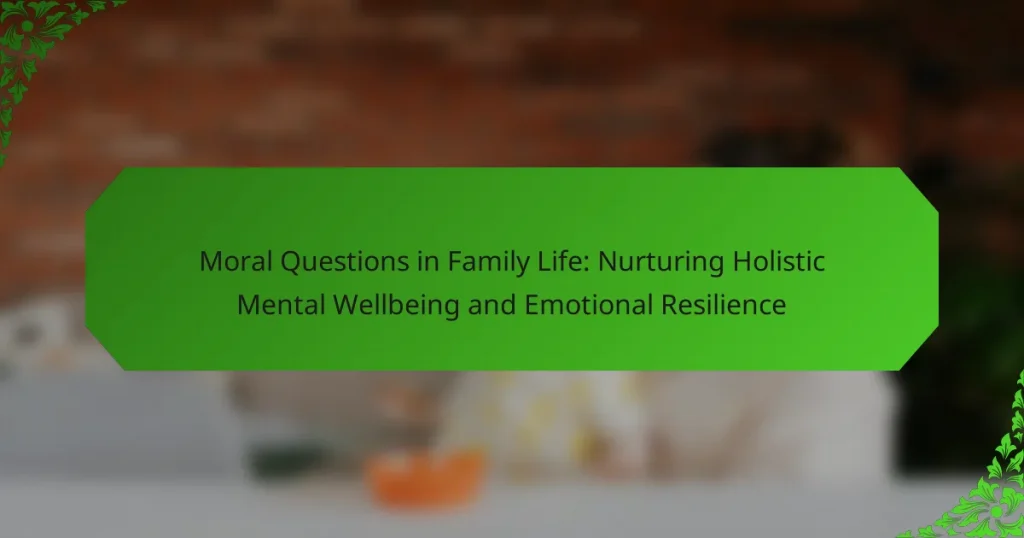 Moral Questions in Family Life: Nurturing Holistic Mental Wellbeing and Emotional Resilience