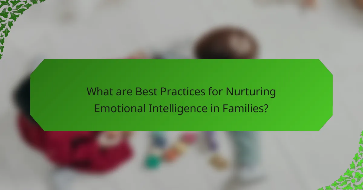 What are Best Practices for Nurturing Emotional Intelligence in Families?