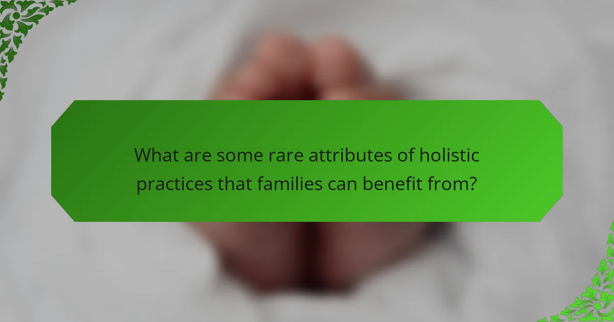 What are some rare attributes of holistic practices that families can benefit from?