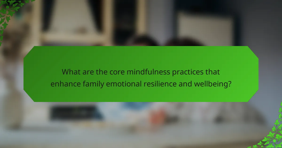 What are the core mindfulness practices that enhance family emotional resilience and wellbeing?