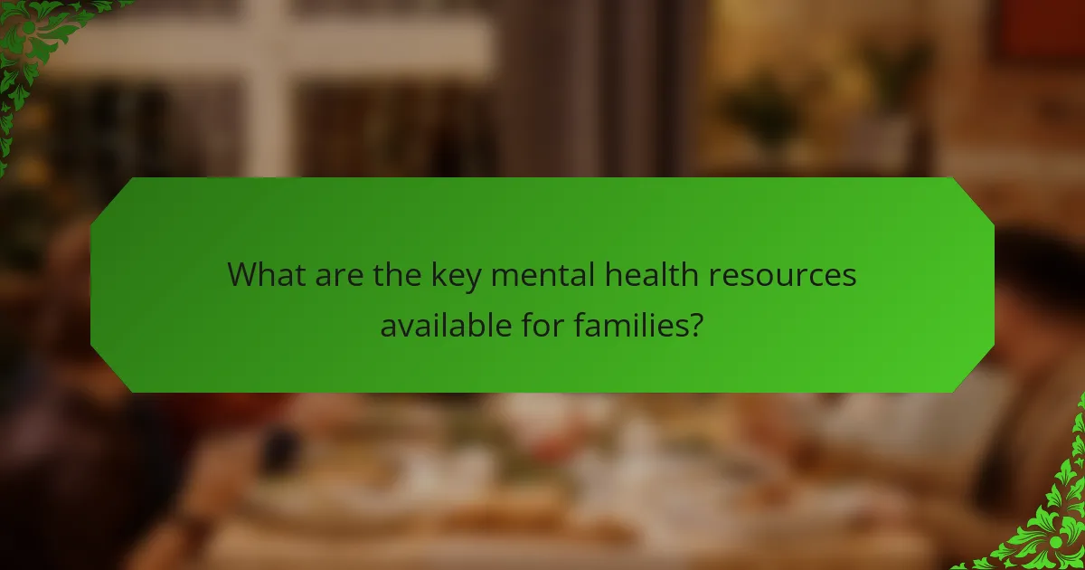 What are the key mental health resources available for families?