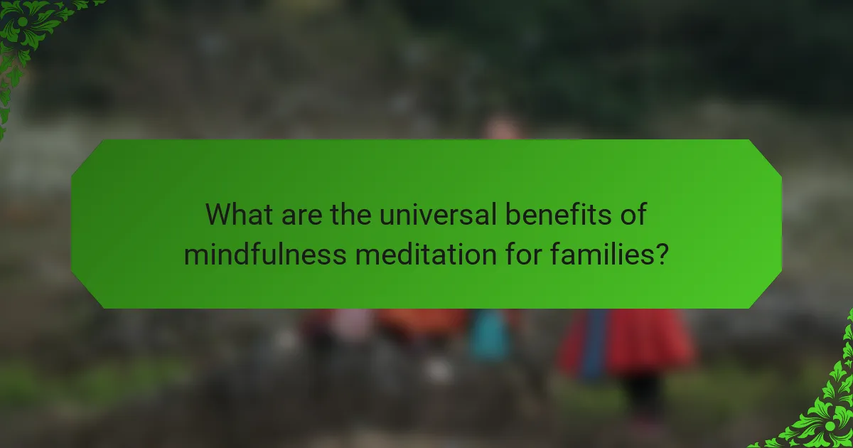 What are the universal benefits of mindfulness meditation for families?