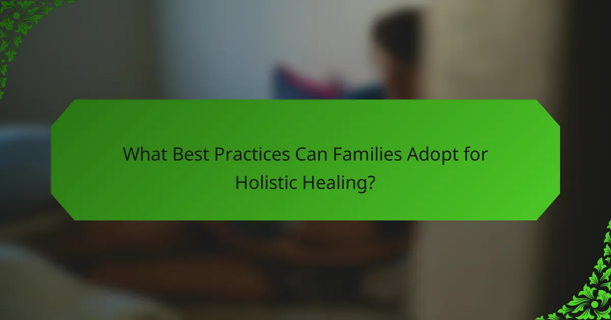 What Best Practices Can Families Adopt for Holistic Healing?