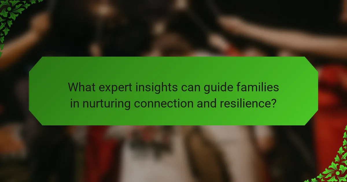 What expert insights can guide families in nurturing connection and resilience?