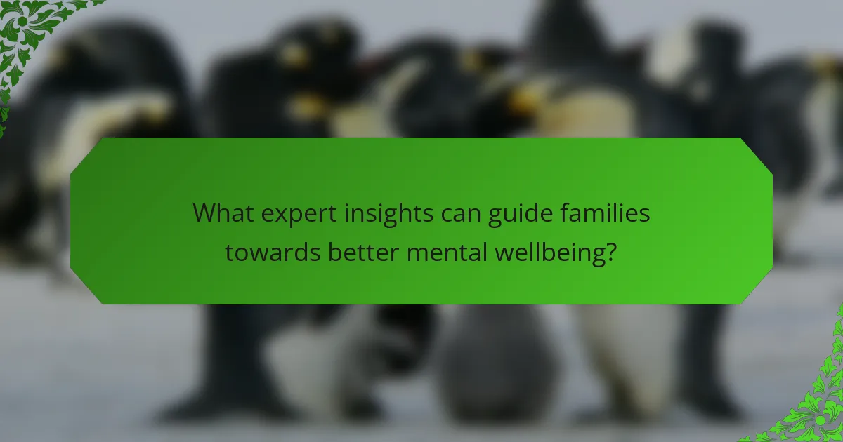 What expert insights can guide families towards better mental wellbeing?