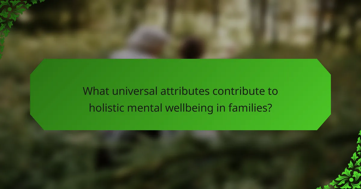 What universal attributes contribute to holistic mental wellbeing in families?